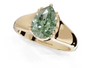 Pear-Shaped Double Claw Solitaire Engagement Ring Setting for a Fancy Green Lab-Grown Diamond | Yellow Gold