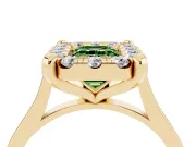 Emerald Cut Claw Corner Halo Engagement Ring Setting for a Fancy Green Lab-Grown Diamond | Slim Plain Band | Yellow Gold