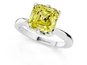 Asscher Cut Tapered Solitaire Engagement Ring Setting for a Fancy Yellow Lab-Grown Diamond | Claw Prong Head | Platinum
