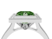 Princess Cut Halo Engagement Ring Setting for a Fancy Green Lab-Grown Diamond | Sterling Silver - Design NV-24721