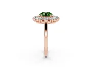 Round Floral Double Halo Engagement Ring Setting for a Fancy Green Lab-Grown Diamond | Plain Band | Rose Gold