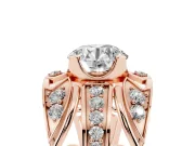 Round Art Deco Graduated Pave Engagement Ring Setting | Split Shank | Rose Gold