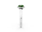Fancy Green Round Cut Diamond Halo Ring Set in Silver with Cathedral Band and Prong Setting