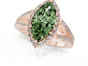 Marquise Split Shank Halo Engagement Ring Setting for a Fancy Green Lab-Grown Diamond | Rose Gold