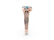 Fancy Blue Pear Cut Diamond Pavé Split Shank Solitaire Ring Set in Rose gold with Prong Setting