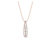 Round Lab-Grown Diamond Graduated Pavé Teardrop Pendant Necklace | Open Frame | Rose Gold
