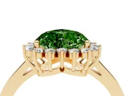Heart-Shaped Scalloped Halo Engagement Ring Setting for a Fancy Green Lab-Grown Diamond | Flat Plain Band | Yellow Gold