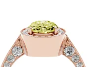 Oval Milgrain Halo Engagement Ring Setting for a Fancy Yellow Lab-Grown Diamond | Side Stones | Rose Gold
