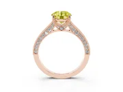 Round Vintage Hidden Halo Engagement Ring Setting for a Fancy Yellow Lab-Grown Diamond | Milgrain Pave Band | Rose Gold