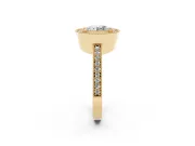 Round Milgrain Halo Engagement Ring Setting | Pave Band | Yellow Gold