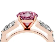 Round Channel Set Baguette Engagement Ring Setting for a Fancy Pink Lab-Grown Diamond | Rose Gold