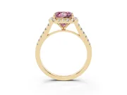 Princess Cut Halo Engagement Ring Setting for a Fancy Pink Lab-Grown Diamond | Pave Shoulders | Yellow Gold