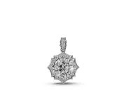 Round Lab-Grown Diamond Pointed Halo Pendant Necklace | Pavé Bail | White Gold