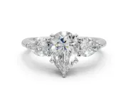 Pear-Shaped Three-Stone Engagement Ring Setting | Pear Side Stones | Platinum