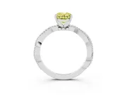 Oval Twisted Engagement Ring Setting for a Fancy Yellow Lab-Grown Diamond | Beaded Twist | Platinum