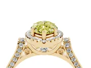 Fancy Yellow Marquise Cut Diamond Halo Ring Set in Yellow gold with Pavé-Lined Split Shank Band