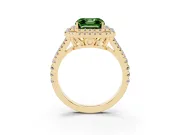 Asscher Cut Halo Engagement Ring Setting for a Fancy Green Lab-Grown Diamond | Yellow Gold - Design NV-24799