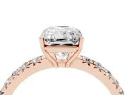 Radiant Cut Pave Engagement Ring Setting | Shared Prong Band | Rose Gold