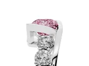 Fancy Pink Princess Cut Diamond Bezel Bypass Ring Set in White gold with Round Accents