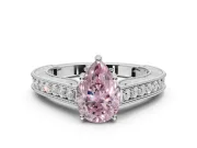Pear-Shaped Vintage Engraved Pavé Engagement Ring Setting for a Fancy Pink Lab-Grown Diamond | Milgrain Edges | Platinum