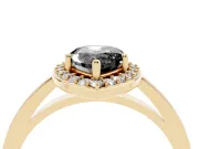 Fancy Black Pear Cut Diamond Halo Ring Set in Yellow gold with Solitaire Band and Prong Setting