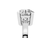 Round Cut Diamond Solitaire Ring Set in White gold with Prong Head and Smooth Polished Band