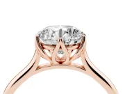 Round Cut Diamond Solitaire Cathedral Ring Set in Rose gold with Prong Setting