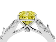 Cushion Cut Leaf Solitaire Engagement Ring Setting for a Fancy Yellow Lab-Grown Diamond | Sterling Silver