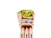 Heart-Shaped Bar-Set Engagement Ring Setting for a Fancy Yellow Lab-Grown Diamond | Rose Gold