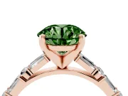 Round Baguette Side Stone Engagement Ring Setting for a Fancy Green Lab-Grown Diamond | Rose Gold
