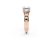 Asscher Cut Three Stone Engagement Ring Setting | Wide Plain Band | Rose Gold