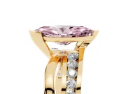 Marquise Graduated Bypass Engagement Ring Setting for a Fancy Pink Lab-Grown Diamond | Yellow Gold