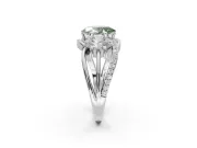 Oval Three Stone Engagement Ring Setting for a Fancy Green Lab-Grown Diamond | Pavé Split Shank | Sterling Silver