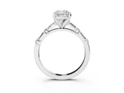 Cushion Cut Baguette Side Stone Engagement Ring Setting | Alternating Accents | Platinum