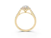 Marquise Halo Engagement Ring Setting | Pave Shoulders | Yellow Gold
