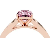 Fancy Pink Emerald Cut Diamond Solitaire Ring Set in Rose gold with Channel-Set Band and Prong Setting
