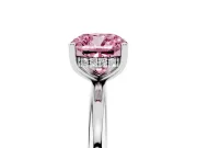 Fancy Pink Cushion Cut Diamond Solitaire Engagement Ring Set in White gold with Prong Setting and Polished Band