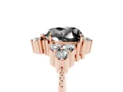 Heart-Shaped Vintage Cluster Engagement Ring Setting for a Black Center | Beaded Edges | Rose Gold