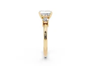 Princess Cut Three Stone Engagement Ring Setting | Round Side Stones | Yellow Gold