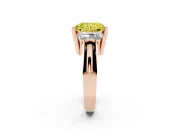 Radiant Cut Channel-Set Three Stone Engagement Ring Setting for a Fancy Yellow Lab-Grown Diamond | Rose Gold