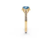 Princess Cut Floral Pavé Engagement Ring Setting for a Fancy Blue Lab-Grown Diamond | Yellow Gold