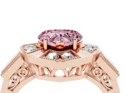 Fancy Pink Heart Cut Diamond Milgrain Halo Ring Set in Rose gold with Split Shank