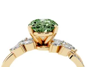 Oval Floral Engagement Ring Setting for a Fancy Green Lab-Grown Diamond | Yellow Gold