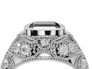 Fancy Black Asscher Cut Lab-Grown Diamond Bezel Ring Set in Sterling Silver with Milgrain Accent Band