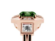 Fancy Green Asscher Cut Diamond Milgrain Halo Ring Set in Rose gold with Split Shank