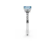 Emerald Cut Side Stone Engagement Ring Setting for a Fancy Blue Lab-Grown Diamond | Pave Band | Sterling Silver