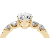 Marquise Cut Diamond Five-Stone Prong Set Engagement Ring Set in Yellow gold with Channel Band