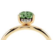 Pear-Shaped Hidden Halo Engagement Ring Setting for a Fancy Green Lab-Grown Diamond | Plain Band | Yellow Gold
