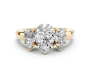 Pear-Shaped Three Stone Engagement Ring Setting | Matching Side Stones | Yellow Gold