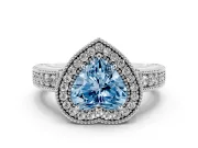 Heart-Shaped Halo Engagement Ring Setting for a Fancy Blue Lab-Grown Diamond | Platinum